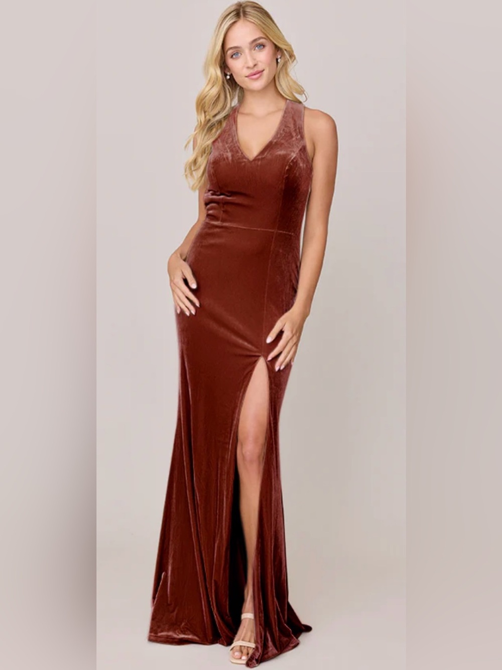 Revelry Asher Velvet Maxi Dress | Terracotta | Size 10